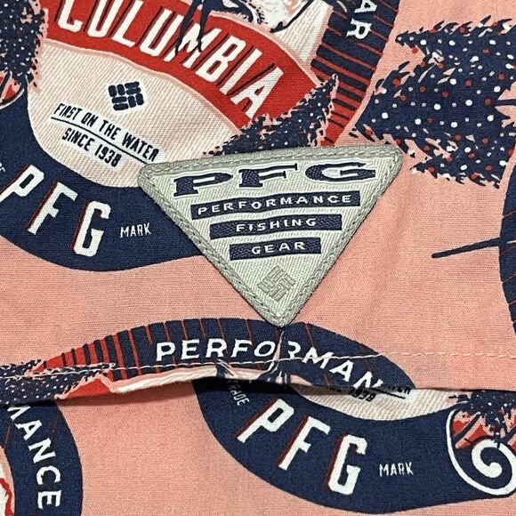 Columbia PFG Shirt Mens XL Salmon Red Vented Trollers Best Fishing Outdoor AOP - Picture 6 of 12
